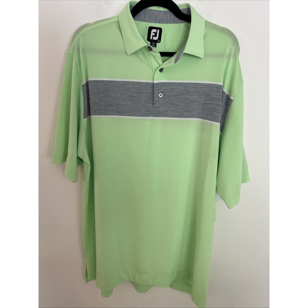 FJ Men's Short Sleeve Golf Shirt Xl Light Green Gray Lightweight Summer Sports